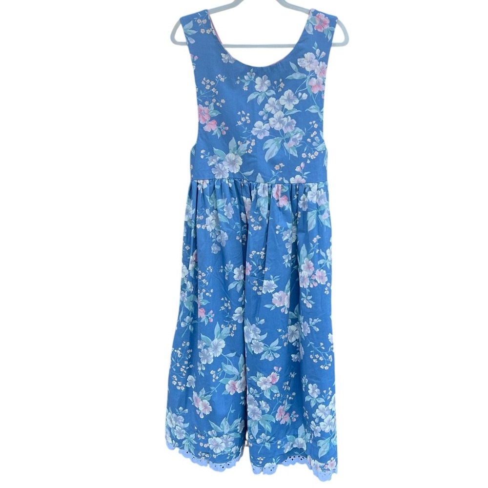 Vintage Jumper Dress Sundress Cotton Floral Midi Modest Teacher Cottage Medium